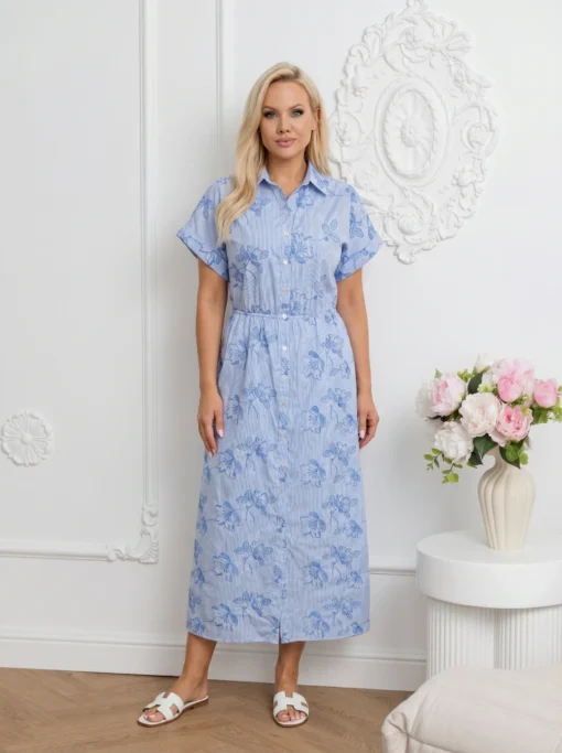 rochie-albastra-din-vascoza-cu-broderie-florala-si-dungi-fine
