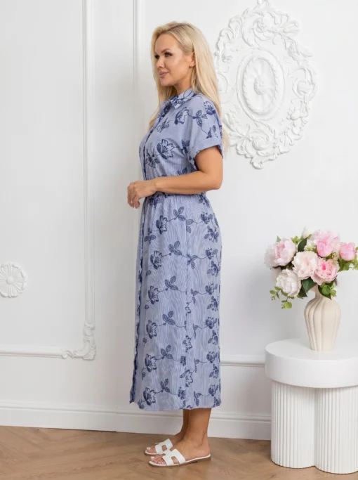 rochie-albastra-din-vascoza-cu-broderie-florala-si-dungi-fine