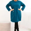 rochie-albastra-marime-mare-cu-croiala-lejera