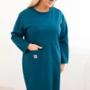 rochie-albastra-marime-mare-cu-croiala-lejera