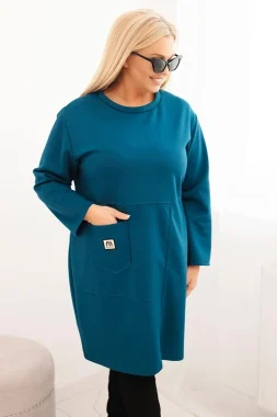 Rochie albastra marime mare cu croiala lejera