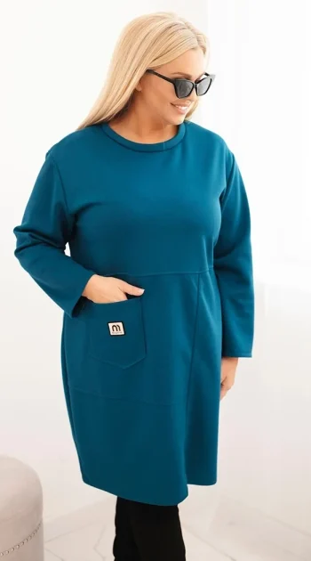 rochie-albastra-marime-mare-cu-croiala-lejera