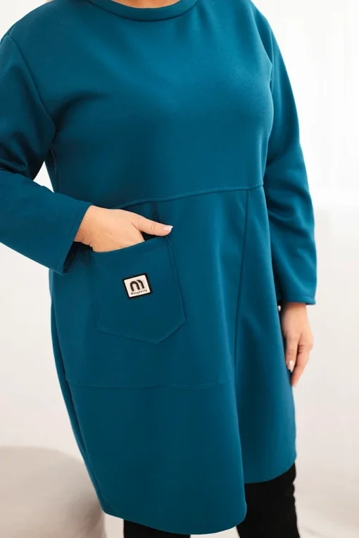 rochie-albastra-marime-mare-cu-croiala-lejera