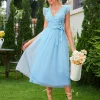 rochie-albastra-midi-din-dantela-cu-volane-si-fusta-din-tull