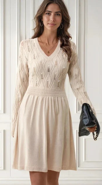 rochie-bej-eleganta-cu-detalii-crosetate-si-perlute