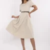 rochie-bej-midi-cu-maneci-scurte-si-curea-in-talie
