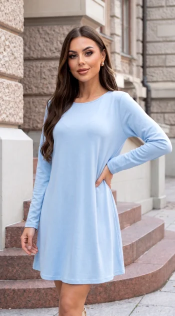 rochie-bleu-din-vascoza-cu-croiala-lejera