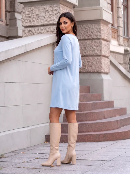 rochie-bleu-din-vascoza-cu-croiala-lejera