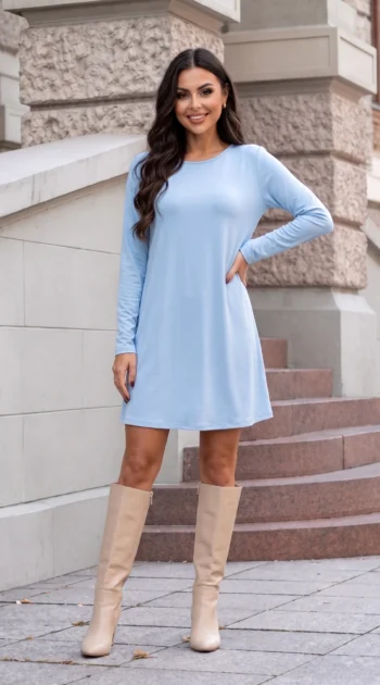 rochie-bleu-din-vascoza-cu-croiala-lejera