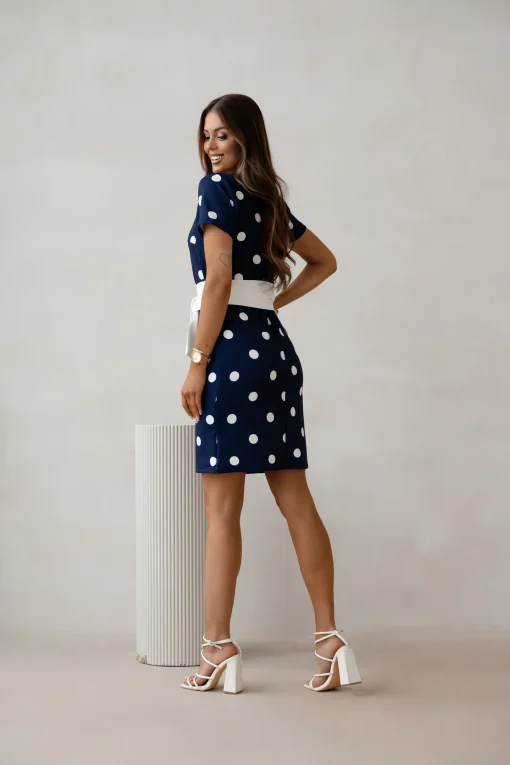 rochie-bleumarin-cu-buline-albe-si-cordon-in-talie