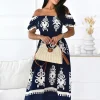 rochie-bleumarin-cu-imprimeu-crem-si-bust-elastic