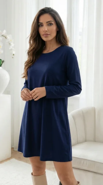 rochie-bleumarin-din-vascoza-cu-croiala-lejera