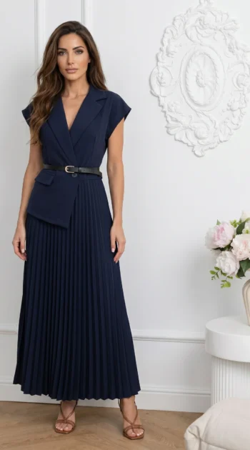 rochie-bleumarin-eleganta-tip-sacou-cu-fusta-plisata-si-curea