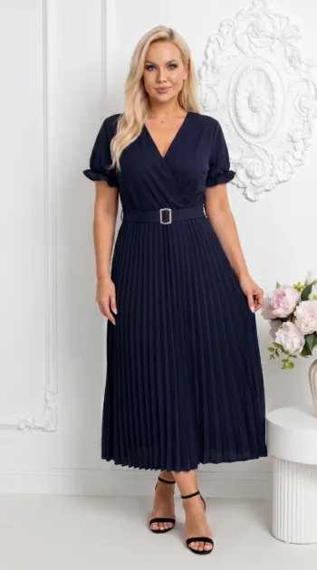 rochie-bleumarin-plisata-midi-cu-curea-in-talie-si-decolteu-in-v