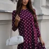 rochie-bordo-din-bumbac-cu-buline-albe-si-croi-lejer