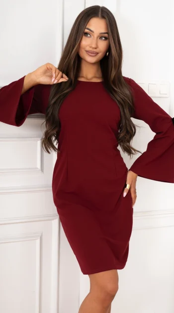 rochie-bordo-eleganta-cu-maneci-evazate-si-panglici-decorative