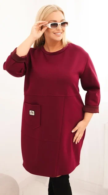 rochie-burgundy-marime-mare-cu-croiala-lejera