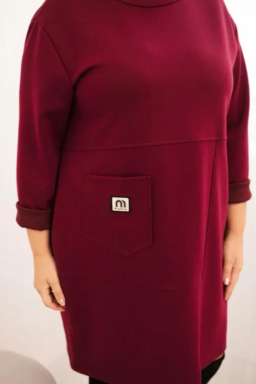 rochie-burgundy-marime-mare-cu-croiala-lejera