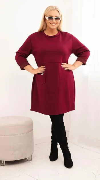 rochie-burgundy-marime-mare-cu-croiala-lejera