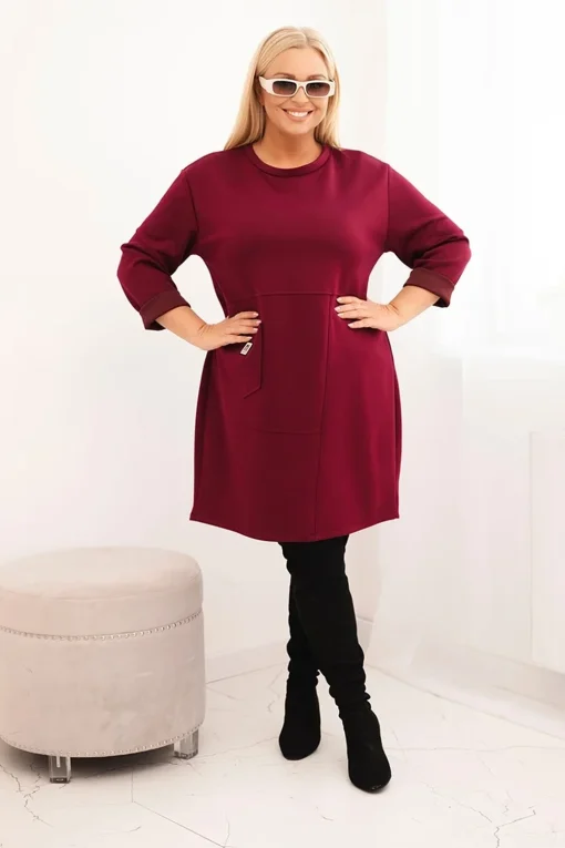 rochie-burgundy-marime-mare-cu-croiala-lejera