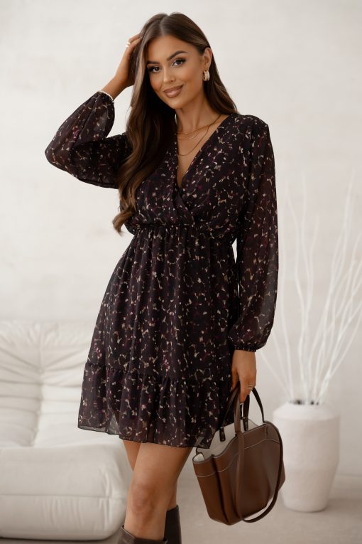 rochie-ciocolatie-cu-imprimeu-abstract-decolteu-petrecut-si-captuseala