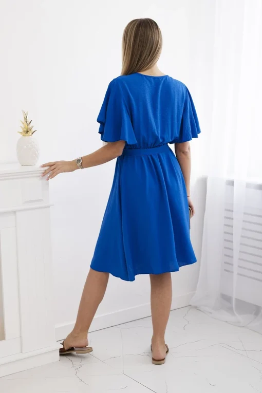 rochie-cu-decolteu-petrecut-si-cordon-in-talie-albastru-regal