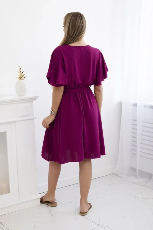 rochie-cu-decolteu-petrecut-si-cordon-in-talie-plum