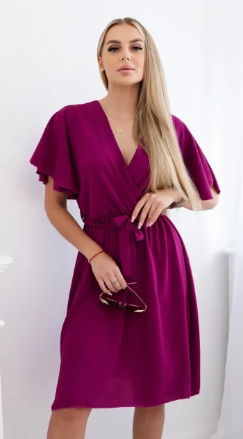rochie-cu-decolteu-petrecut-si-cordon-in-talie-plum