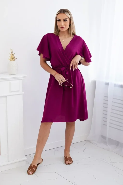 rochie-cu-decolteu-petrecut-si-cordon-in-talie-plum