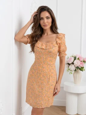 Rochie cu imprimeu floral și volănașe