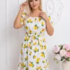 rochie-de-vara-alba-cu-imprimeu-lamai-si-cordon-in-talie