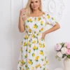 rochie-de-vara-alba-cu-imprimeu-lamai-si-cordon-in-talie