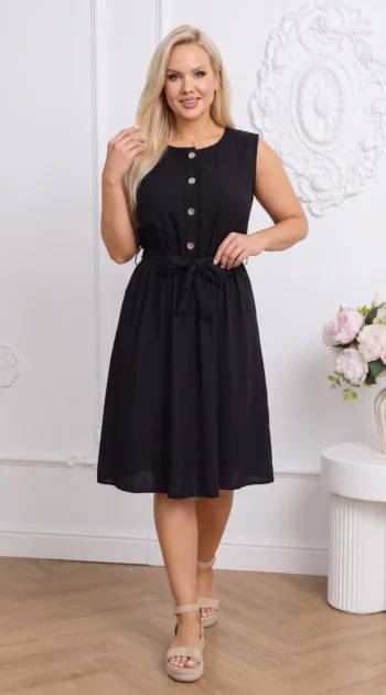rochie-de-vara-neagra-din-vascoza-cu-cordon-si-nasturi