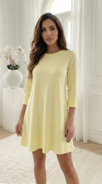 rochie-din-vascoza-galbena-cu-croiala-lejera