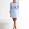 rochie-eleganta-bleu-cu-maneci-din-dantela