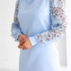 rochie-eleganta-bleu-cu-maneci-din-dantela