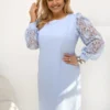 rochie-eleganta-bleu-cu-maneci-din-dantela