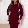 rochie-eleganta-bordo-cu-peplum-si-maneci-lungi