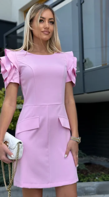 rochie-eleganta-cu-volane-pe-umeri-roz-deschis