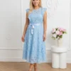 rochie-eleganta-din-dantela-bleu-cu-cordon-in-talie