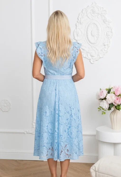 rochie-eleganta-din-dantela-bleu-cu-cordon-in-talie