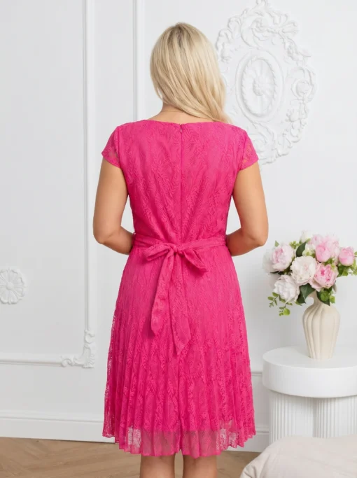 rochie-eleganta-din-dantela-cu-pliuri-fucsia