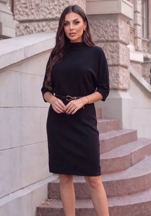 rochie-eleganta-din-tricot-fin-cu-curea