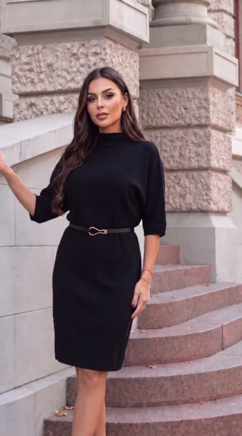 rochie-eleganta-din-tricot-fin-cu-curea