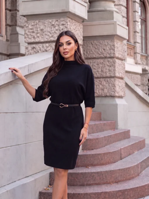 rochie-eleganta-din-tricot-fin-cu-curea