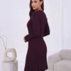 rochie-eleganta-din-tricot-striat-cu-nasturi-aurii