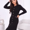 rochie-eleganta-din-tricot-striat-cu-nasturi-aurii