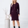 rochie-eleganta-din-tricot-texturat-cu-volanase-si-nasturi-aurii