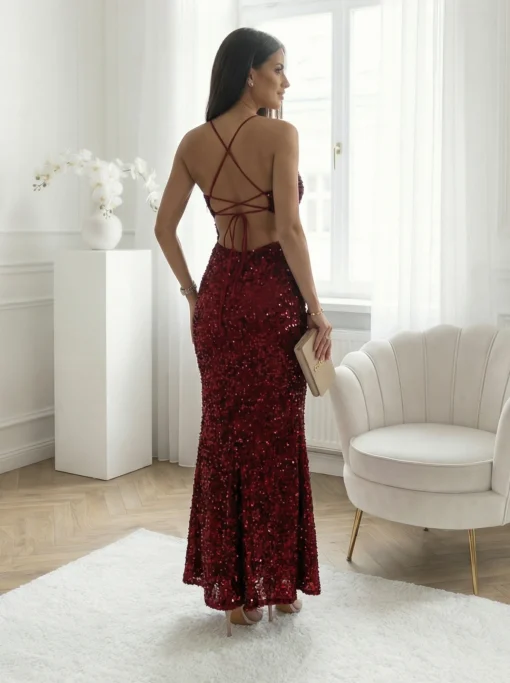 rochie-eleganta-lunga-rosie-cu-paiete-si-spatele-gol