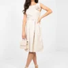 rochie-eleganta-midi-bej-cu-textura-satinata-si-detalii-florale